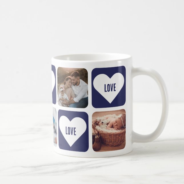 Niedlich Blue Custom Foto Liebe Tasse mit Herz (Rechts)