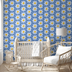 Niedlich Blue Daisy Blume Pattern Kids Tapete