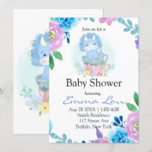 Niedlich Blue Dinosaur Floral Teacup Boy Baby Dusc