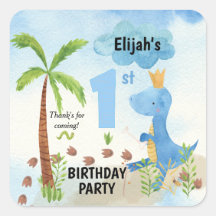 Niedlich Blue Dinosaur Palm Tree 1. Geburtstag Pla