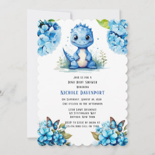 Niedlich Blue Dinosaurier mit Florals Boy Baby Dus Einladung