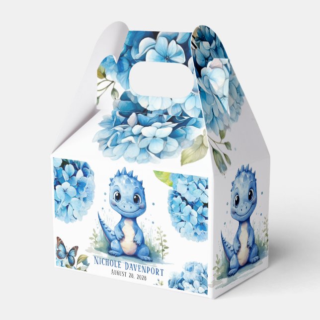 Niedlich Blue Dinosaurier mit Florals Boy Baby Dus Geschenkschachtel (Vorderseite)
