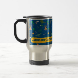 Niedlich Blue Dinosaurier Muster Wildlife Pflanze  Reisebecher