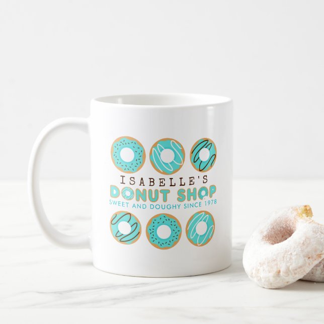 Niedlich Blue Donut Shop Tasse (Mit Donut)