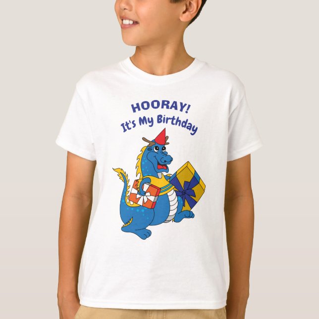 Niedlich Blue Dragon Birthday T - Shirt (Vorderseite)