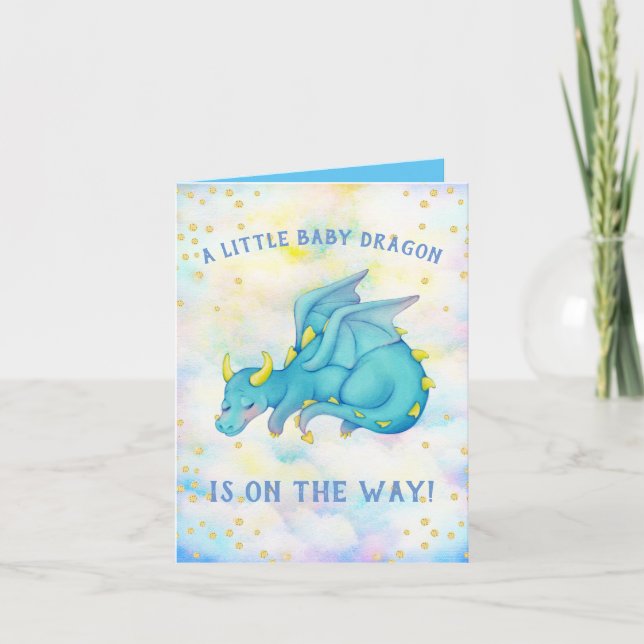 Niedlich Blue Dragon Boy Baby Shower Einladung (Vorderseite)