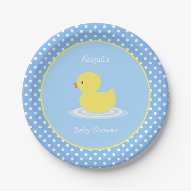Niedlich Blue Duck Baby Dusche Pappteller (Vorderseite)
