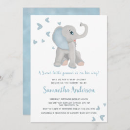 Niedlich Blue Elephant Baby Dusche Wasserfarbe Einladung