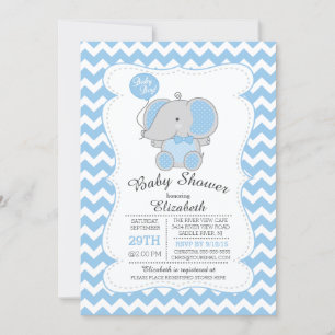 Niedlich Blue Elephant Boys Kinderdusche Einladung