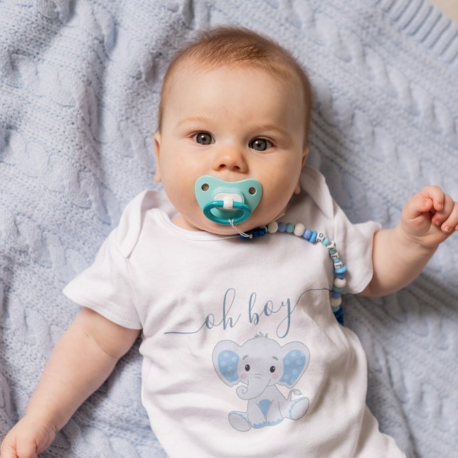 Niedlich Blue Elephant Moderne Elegante Baby Strampler (Cute Blue Elephant Modern Elegant Minimal Boy Baby Bodysuit)