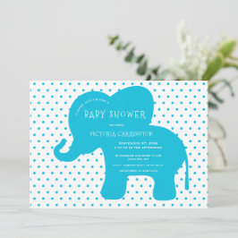Niedlich Blue Elephant Punkte Babydusche Einladung