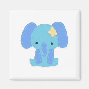 Niedlich Blue Elephant Square Magnet