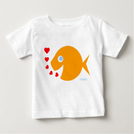 Niedlich Blue Eyes Baby Goldfish Cartoon und Kisse Baby T-shirt