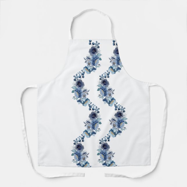 Niedlich Blue Floral Schürze (Vorderseite)