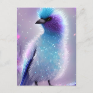 Niedlich Blue Fluffy Bird Graphic Postkarte