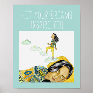Niedlich Blue Folge deinen Träumen Inspiration Zit Poster