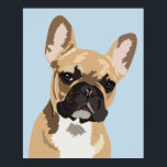 Niedlich Blue French Bulldog | Französisch Poster<br><div class="desc">Pop Art franz. Bulldogge Poster mit einem niedlichen,  roten Frenchie auf einem pastellblauen Hintergrund,  der in jede Farbe geändert werden kann.</div>
