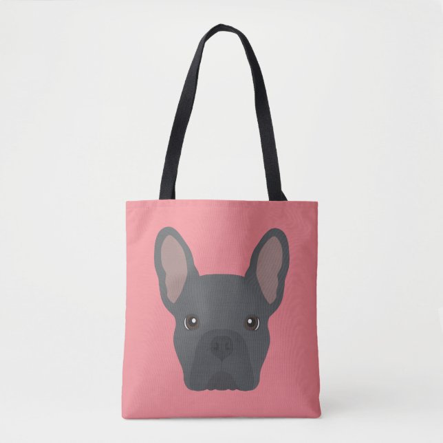 Niedlich Blue French Bulldog Tote Bag (Vorderseite)