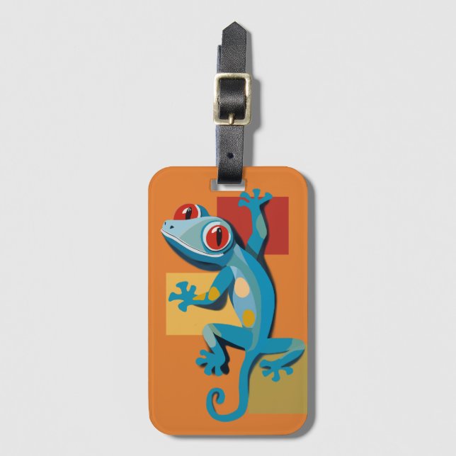Niedlich Blue Gecko Reptile Lovers Gepäckanhänger (Vorderseite Vertikal)
