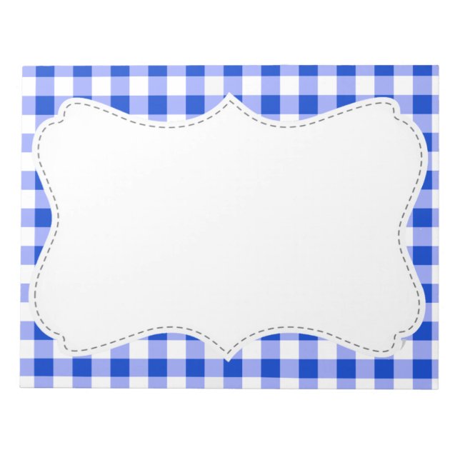 Niedlich Blue Gingham; kariert Notizblock (Vorderseite)