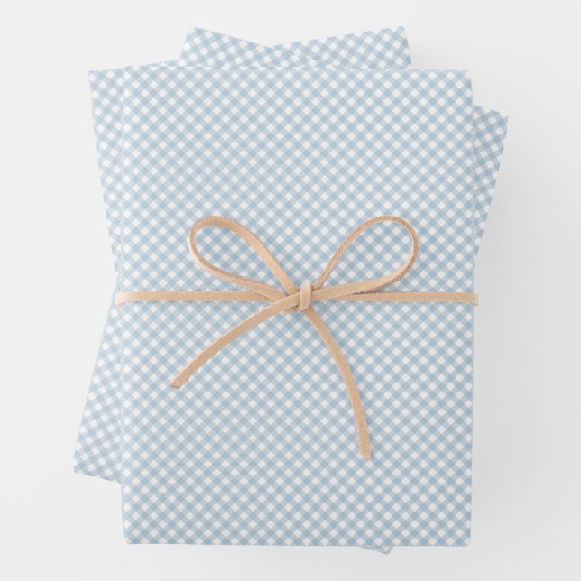 Niedlich-Blue-Gingham-Klassik Geschenkpapier Set (Beispiel)