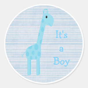 Niedlich Blue Giraffe ist ein junges neues Baby Runder Aufkleber
