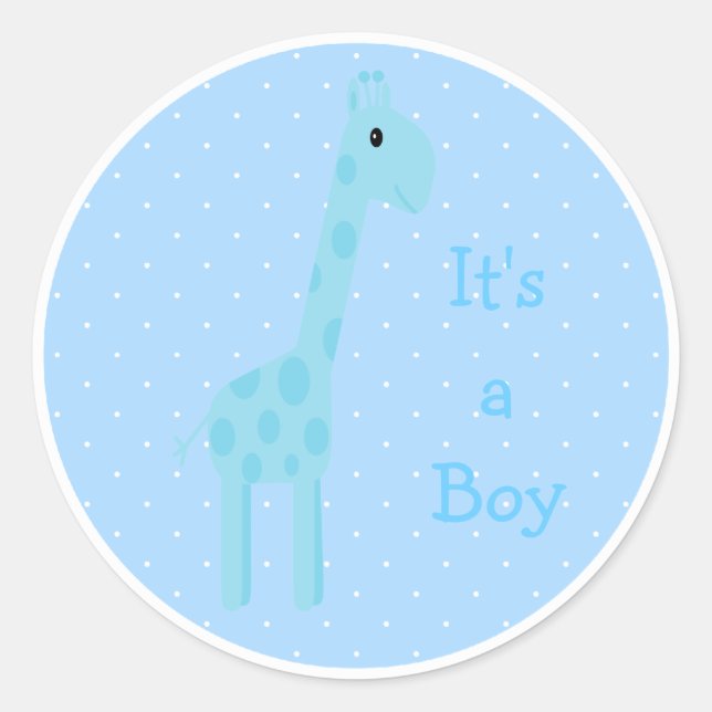 Niedlich Blue Giraffe ist ein junges neues Baby Runder Aufkleber (Vorderseite)