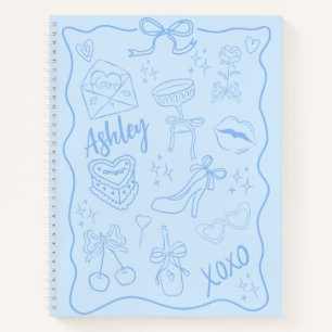 Niedlich Blue Girly Trendy Notizbuch
