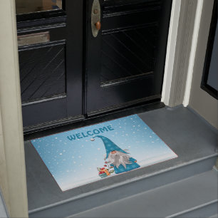Niedlich Blue Gnome Weihnachtsdekor Fußmatte
