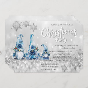 Niedlich Blue Gnomes Bokeh Corporate Weihnachtsfei Einladung