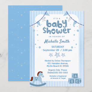 Niedlich Blue Graphics Boys Toys Baby Shower Einla Einladung