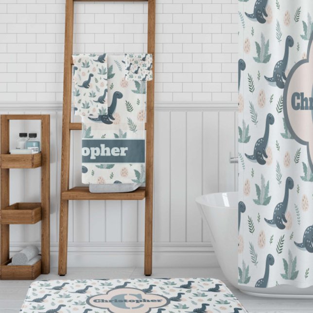 Niedlich Blue Green Dinosaurier mit Namen Badhandtuch Set (Von Creator hochgeladen)