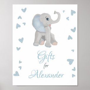 Niedlich Blue Grey Elephant Gifts Boy Baby Dusche  Poster
