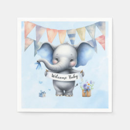 Niedlich Blue Grey Elephant Welcome Baby Boy Dusch Serviette