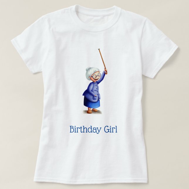 Niedlich Blue Großmutter Geburtstag T-Shirt (Design vorne)