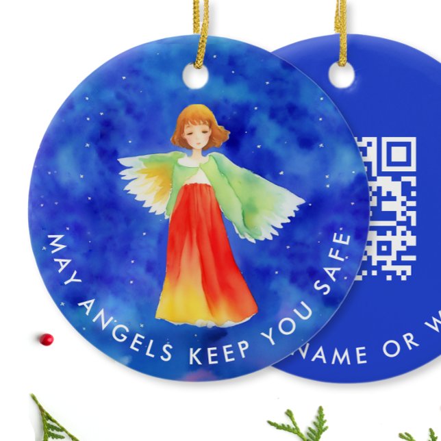 Niedlich Blue Guardian Angel Website QR Code Scann Keramik Ornament (Von Creator hochgeladen)