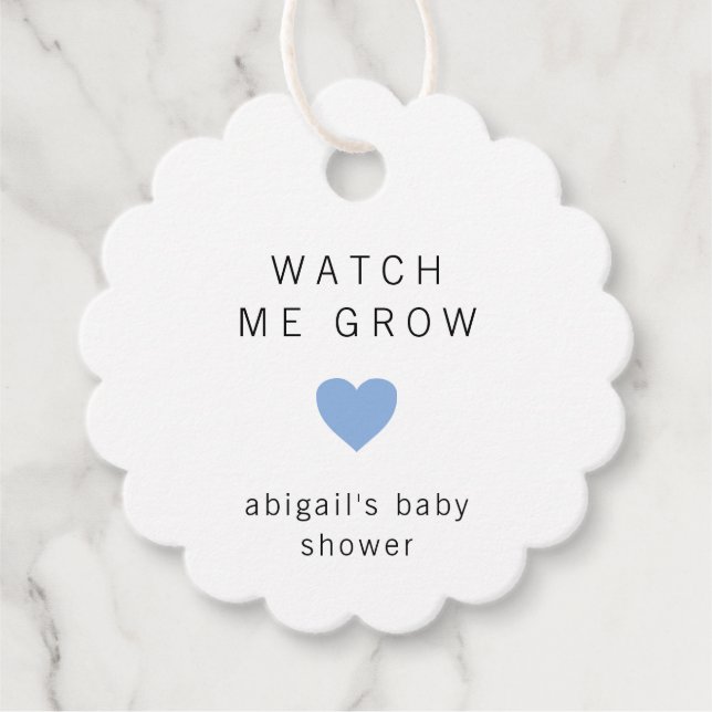 Niedlich Blue Heart Moderne Babydusche Geschenkanhänger (Vorderseite)