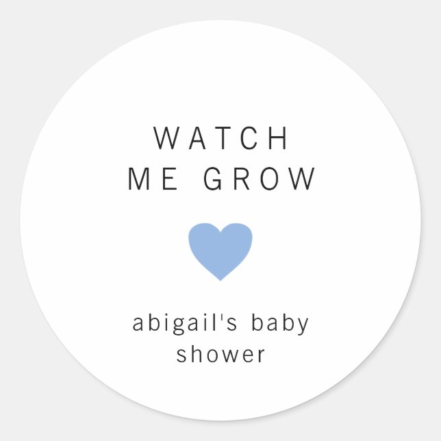 Niedlich Blue Heart Moderne Babydusche Runder Aufkleber (Vorderseite)