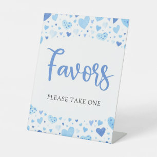 Niedlich Blue Hearts Valentine Baby Shower Favorit Sockelschild