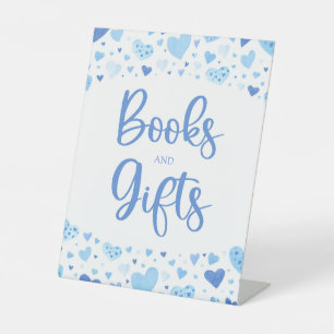 Niedlich Blue Hearts Valentine Bücher und Geschenk Sockelschild
