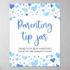 Niedlich Blue Hearts Valentine Parentine Tipp Jar Poster