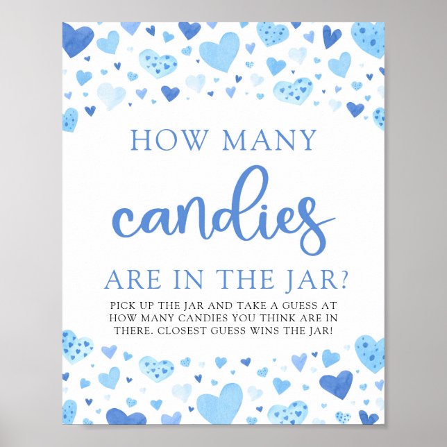 Niedlich Blue Hearts Valentine Wie viele Candies G Poster (Vorne)