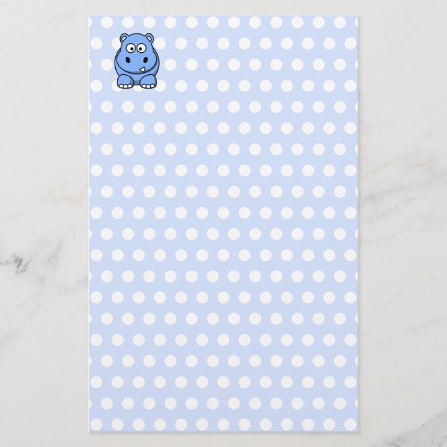 Niedlich Blue Hippo Briefpapier (Vorderseite)