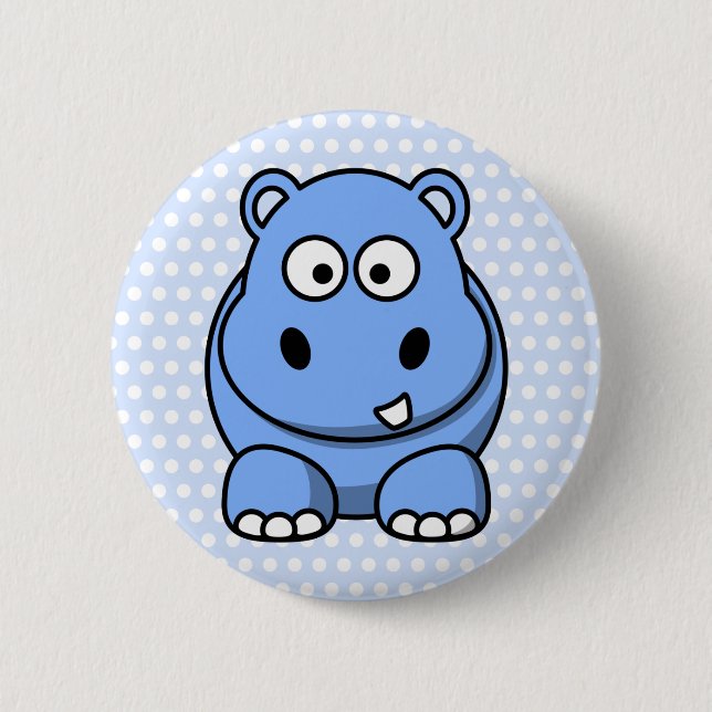 Niedlich Blue Hippo Button (Vorderseite)