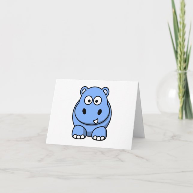 Niedlich Blue Hippo Karte (Vorderseite)