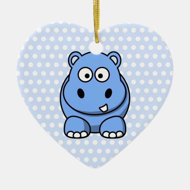 Niedlich Blue Hippo Keramik Ornament (Vorne)