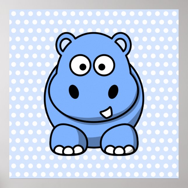 Niedlich Blue Hippo Poster (Vorne)