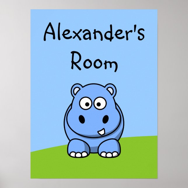 Niedlich Blue Hippo Poster (Vorne)