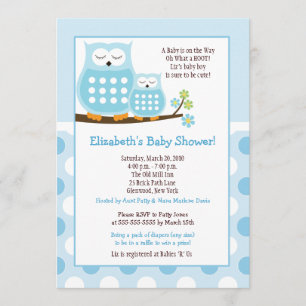 Niedlich Blue Hoot Owls 12x18 Baby Dusche laden ei Einladung