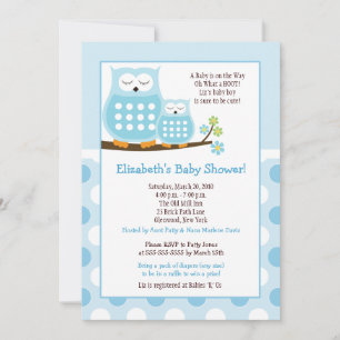 Niedlich Blue Hoot Owls 12x18 Baby Dusche laden ei Einladung
